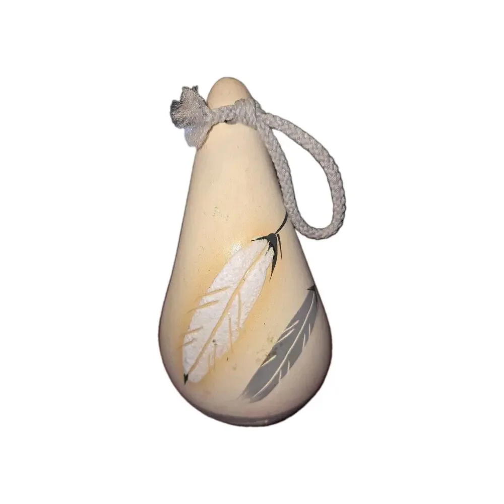 Navajo Grey Feather Pottery Bell w Matching Planter or Bird Feeder 2 Piece Set